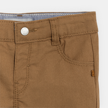 شورت برمودا من القطن المزخرف، بقصة مستقيمة وباللون البني، للفتيان الصغار